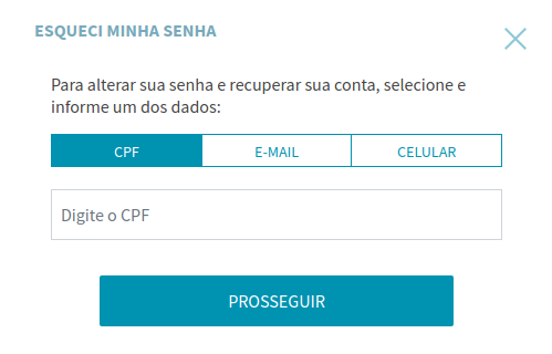Tela sobreposta alterar senha